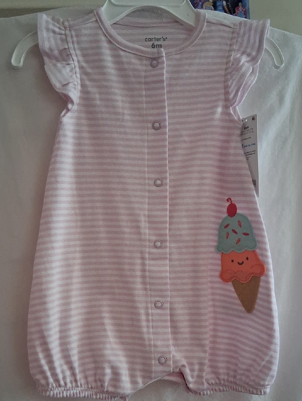 New Pink and White Striped Ice Cream One-Piece